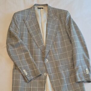 Tom Ford Silk Linen Blazer, Houndstooth, 2 Button Blazer 54 IT, 44 US, sportcoat